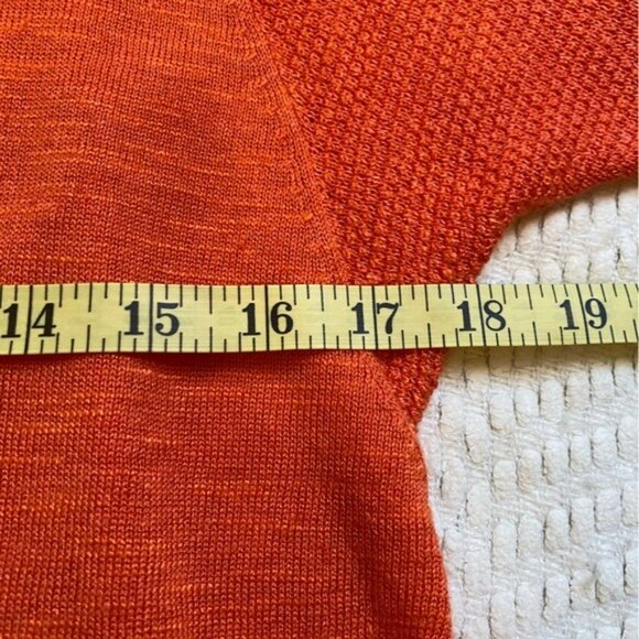 J Jill NWT "Zinnia" Tangerine Orange Linen Blend Cold Shoulder Sweater Size S - Picture 4 of 6